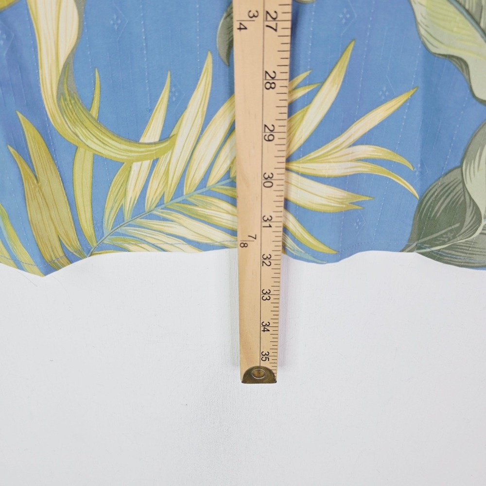 Tommy Bahama Mens XL Silk Tropical Palm Leaf Button Down Shirt Blue Short Sleeve - Picture 7 of 10